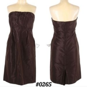 💟💖NEW! J. Crew 100% silk brown strapless dress Size12